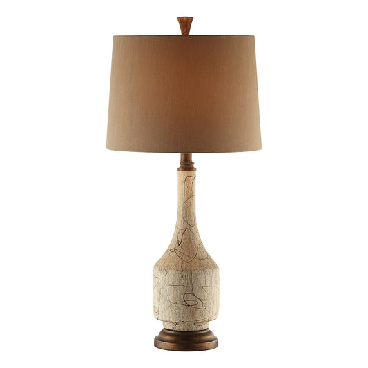 Crestview Collection Cressida 29" Transitional Resin Table Lamp In Cremdelux Finish With Tan Faux Silk Shade And Faux Wood Base