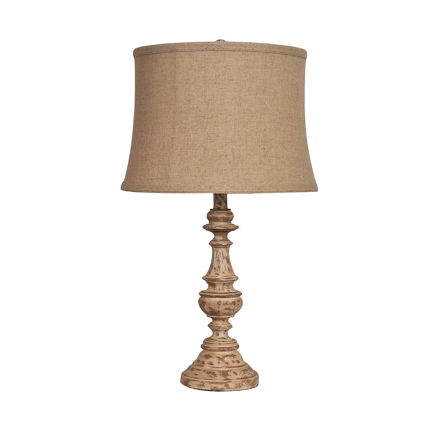 Crestview Collection Cunningham 25" Rustic Resin Table Lamp In Antique Cream Finish With Linen Shade