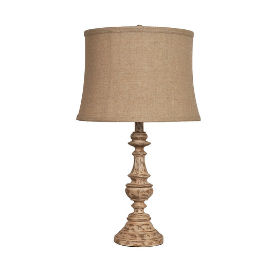 Crestview Collection Cunningham 25" Rustic Resin Table Lamp In Antique Cream Finish With Linen Shade