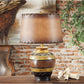 Crestview Collection Dakota 24" Rustic Resin Table Lamp In Pottery Finish With Antique Leather Shade