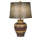 Crestview Collection Dakota 24" Rustic Resin Table Lamp In Pottery Finish With Antique Leather Shade