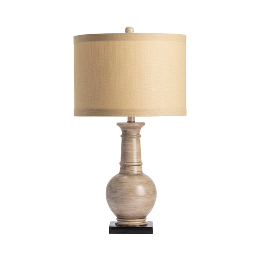 Crestview Collection Darby 28" Transitional Resin Table Lamp In Gray Washed Wood Finish With Off White Linen Fabric Hardback Shade