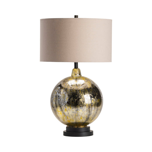 Crestview Collection Dawkins 31" Transitional Glass And Metal Table Lamp In Antique Mercury Finish With Natural Linen Shade