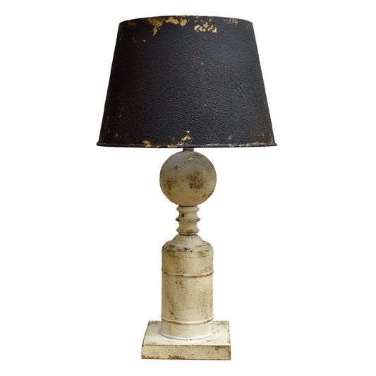 Crestview Collection De'Vine 31" Traditional Wood Table Lamp In French White Finish With Distressed Black Metal Shade