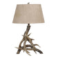 Crestview Collection Deer Shed 31" Rustic Resin Table Lamp In Weathered Antler Finish With Buff Suede Fabric Oval Hardback Shade