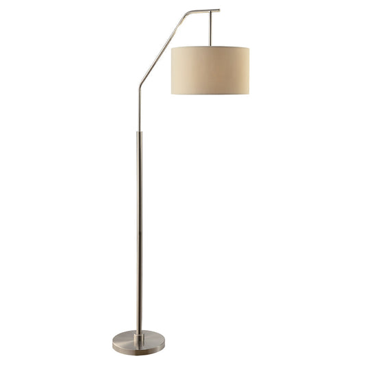 Crestview Collection Dinsmore 72" Modern Metal Floor Lamp In Brushed Nickel Finish With Hardback Off White Fabric Shade