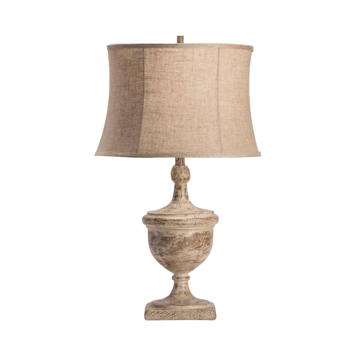 Crestview Collection Dumont 30" Rustic Resin Table Lamp In Antique Wood Finish With Oatmeal Linen Shade