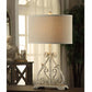 Crestview Collection Dunbar 28" Rustic Metal Table Lamp In Antique White Finish With Natural Linen Shade