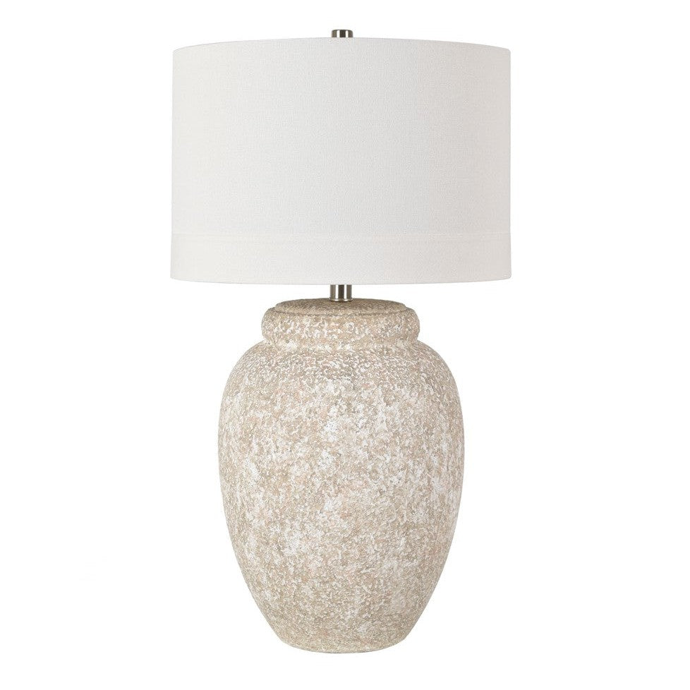 Crestview Collection Dune 28" Coastal Ceramic Table Lamp In Sand Finish With White Linen Shade