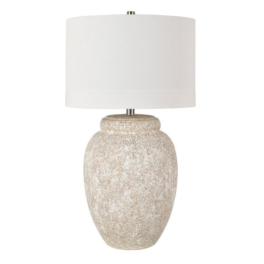 Crestview Collection Dune 28" Coastal Ceramic Table Lamp In Sand Finish With White Linen Shade