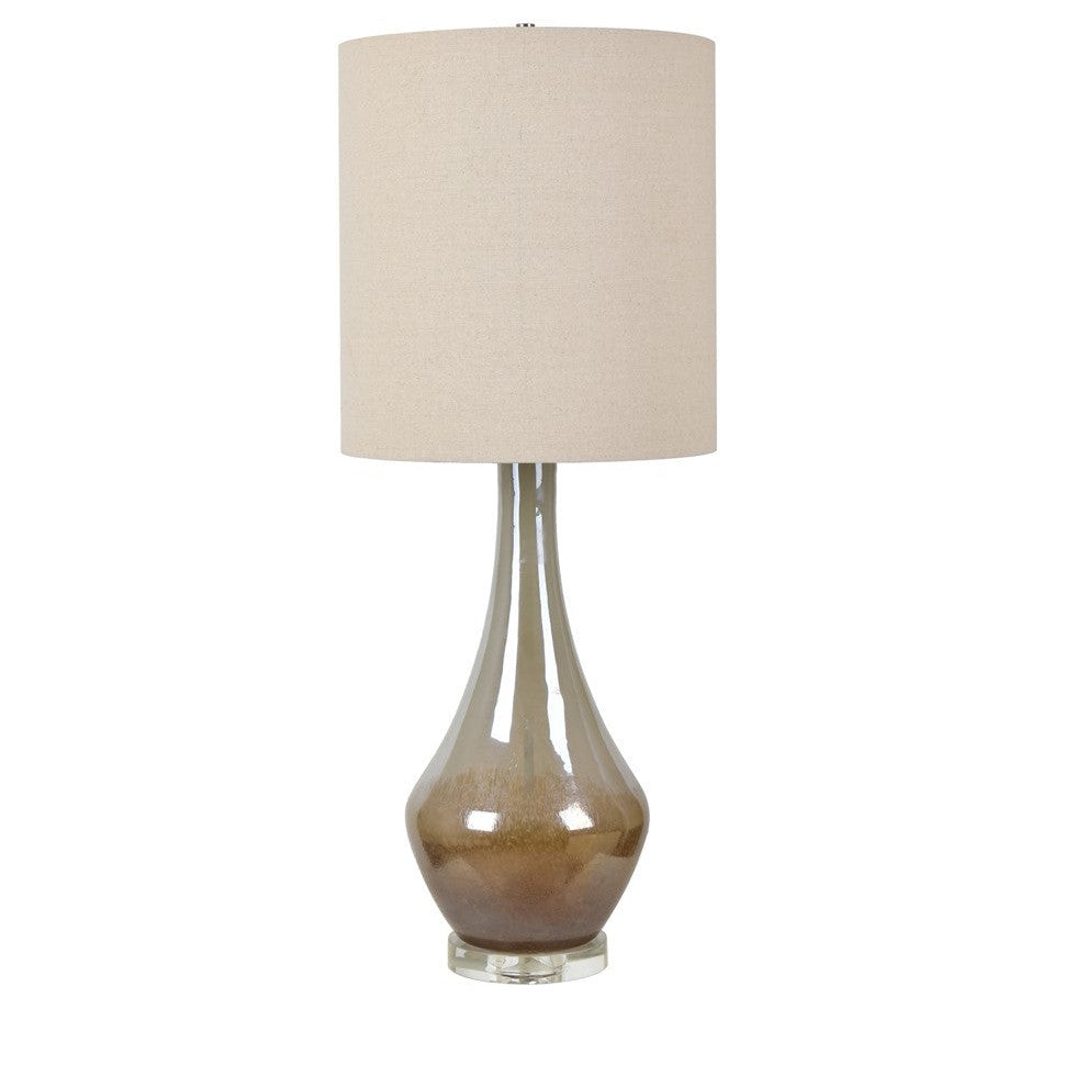 Crestview Collection Easton 35" Traditional Glass And Crystal Table Lamp In Champagne Iridescent Ceramic Finish With Beige Linen Shade