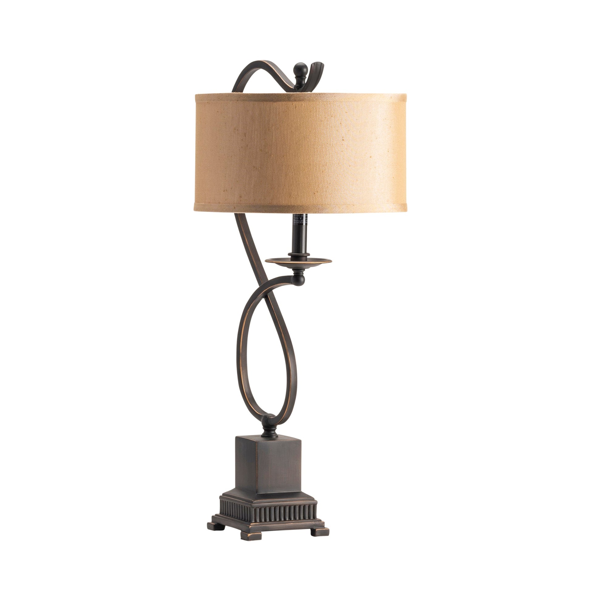 Crestview Collection Echo 27" Traditional Metal Table Lamp In Bronze Finish With Beige Fabric Drum Shade