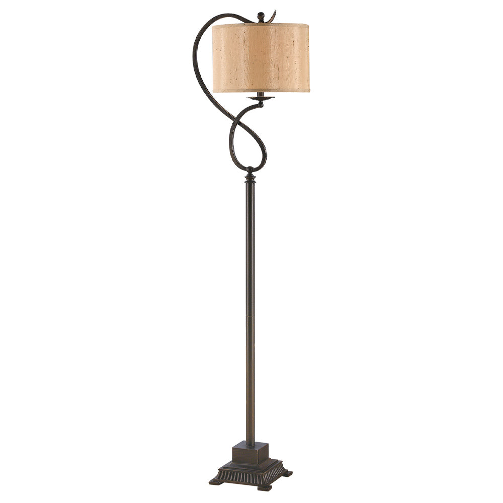 Crestview Collection Echo 61" Traditional Metal Floor Lamp In Bronze Finish With Beige Hardback Fabric Drum Shade