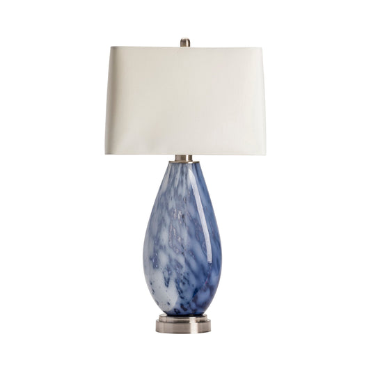 Crestview Collection Emma 33" Transitional Glass And Metal Table Lamp In Blue Reaction And Nickel Finish With White Silk Shade