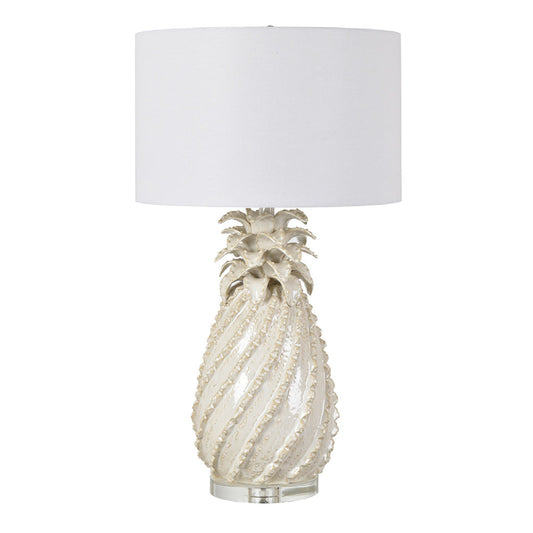 Crestview Collection Estate 30" Traditional Ceramic And Crystal Table Lamp In Cream And Crystal Finish With White Linen Shade