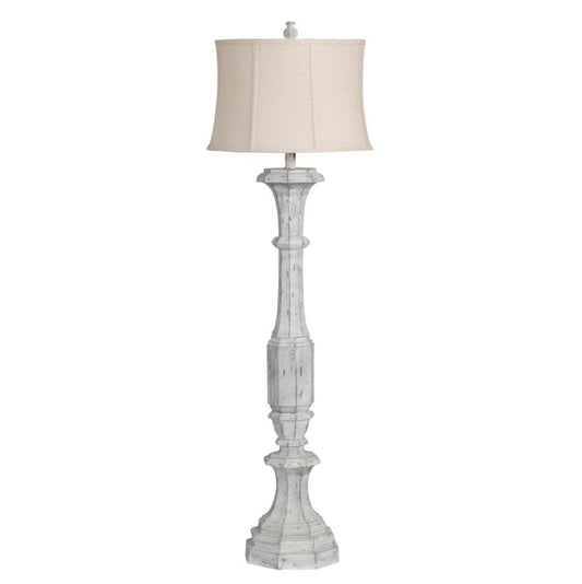 Crestview Collection Fenton 66" Traditional Resin Floor Lamp In Rustic Stone Finish With Off White Burlap Shade