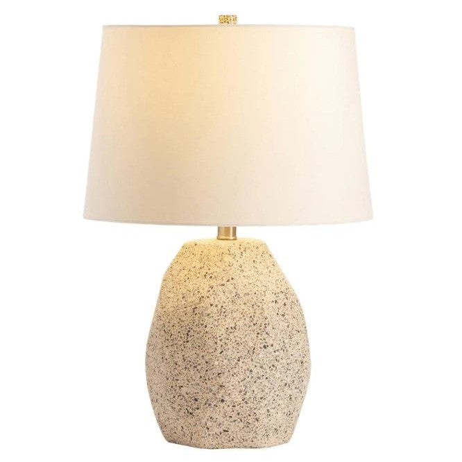 Crestview Collection Fiesta 22" Coastal Faceted Terrazzo And Metal Accent Lamp In Brushed Stainless Finish With White Linen Shade And Components