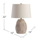 Crestview Collection Fiesta 22" Coastal Faceted Terrazzo And Metal Accent Lamp In Brushed Stainless Finish With White Linen Shade And Components