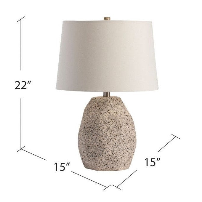 Crestview Collection Fiesta 22" Coastal Faceted Terrazzo And Metal Accent Lamp In Brushed Stainless Finish With White Linen Shade And Components