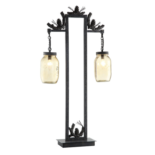 Crestview Collection Fire Catcher 36" Rustic Metal Table Lamp In Rustic Metal Finish With Antique Glass Shade
