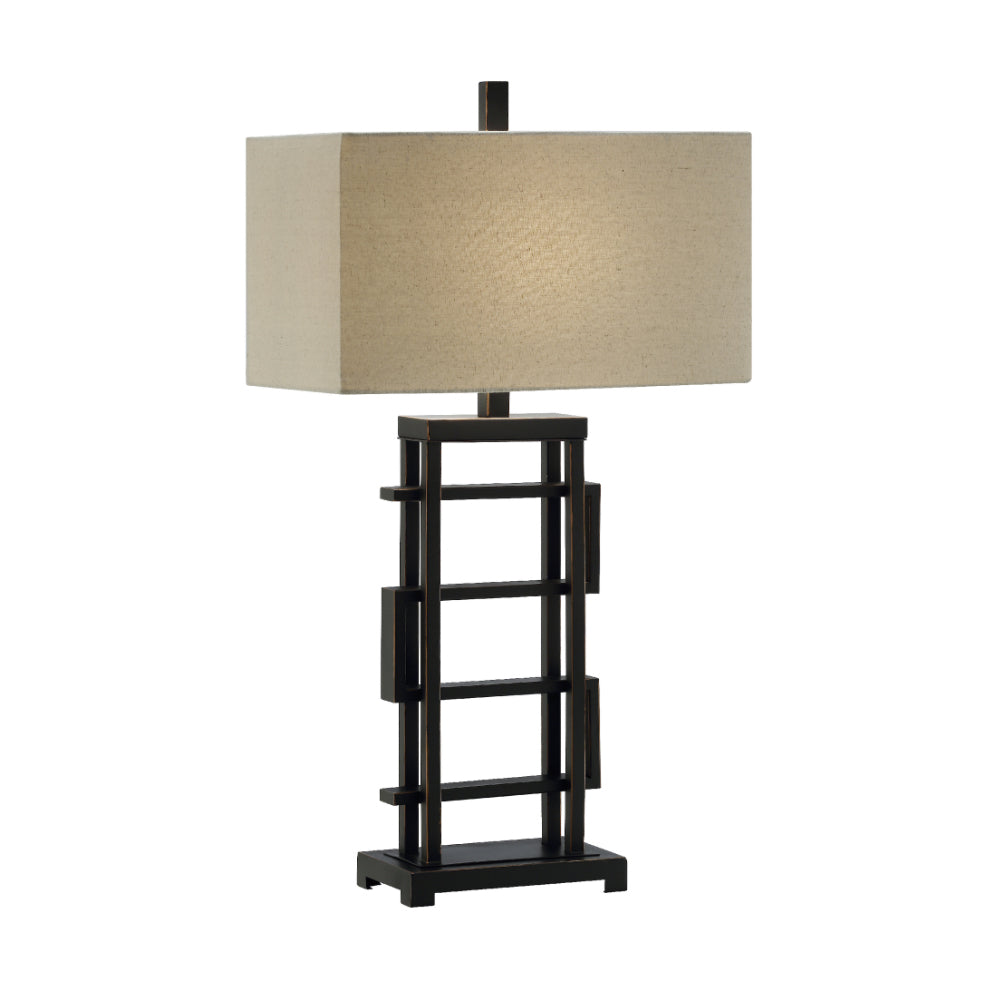Crestview Collection Foxwall 34" Traditional Metal Table Lamp In Oil Rubbed Bronze Finish With Oatmeal Linen Shade