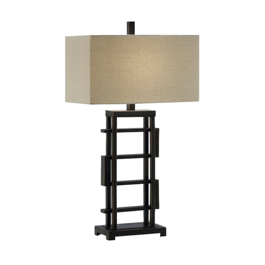 Crestview Collection Foxwall 34" Traditional Metal Table Lamp In Oil Rubbed Bronze Finish With Oatmeal Linen Shade