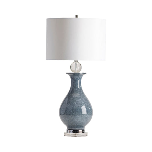 Crestview Collection Francis 33" Traditional Ceramic And Crystal Table Lamp In Blue Crackle And Crystal Finish With White Silk Shade