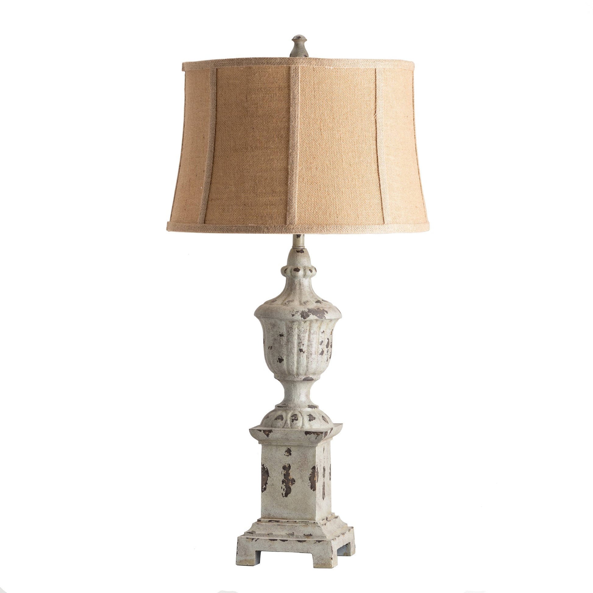 Crestview Collection French Heritage 34" Rustic Resin Table Lamp In French Blue Finish With Burlap Shade