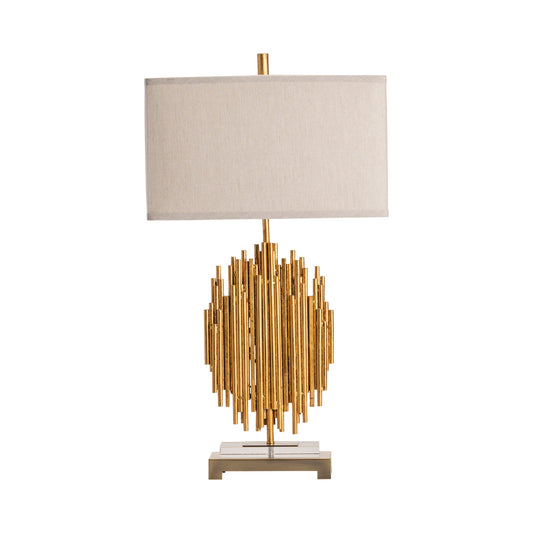 Crestview Collection Galveston 31" Modern Metal And Crystal Table Lamp In Gold Leaf And Crystal Finish With Natural Linen Shade