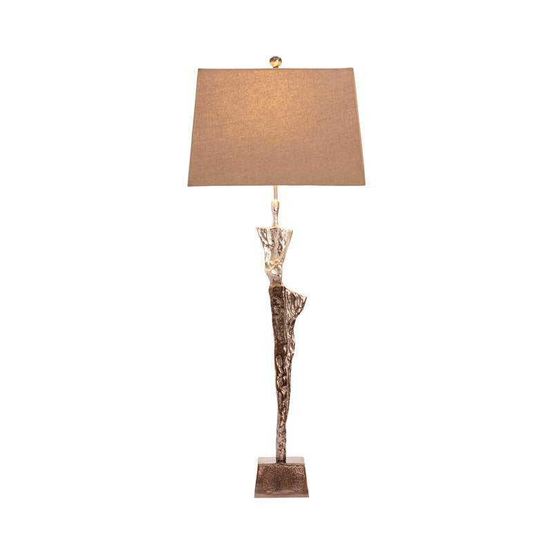 Crestview Collection Giacometti 39" Modern Aluminum Sculptural Buffet Lamp In Gradient Bronze Finish With Brown Linen Shade