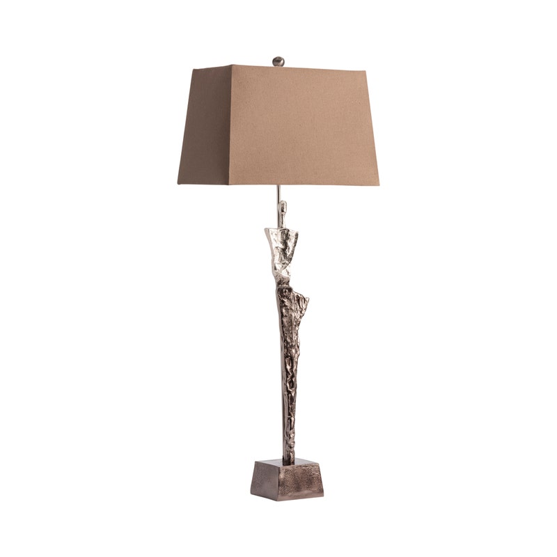 Crestview Collection Giacometti 39" Modern Aluminum Sculptural Buffet Lamp In Gradient Bronze Finish With Brown Linen Shade