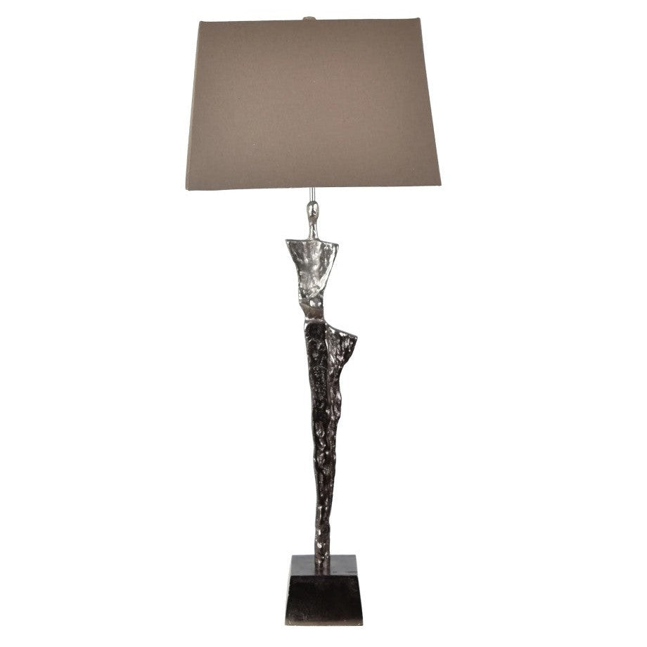 Crestview Collection Giacometti 39" Modern Aluminum Sculptural Buffet Lamp In Gradient Bronze Finish With Brown Linen Shade