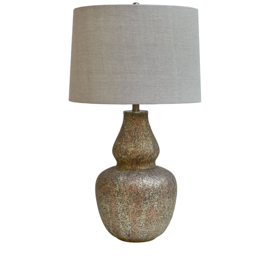 Crestview Collection Glass 29" Traditional Glass Table Lamp In Taupe Finish With Natural Linen Shade