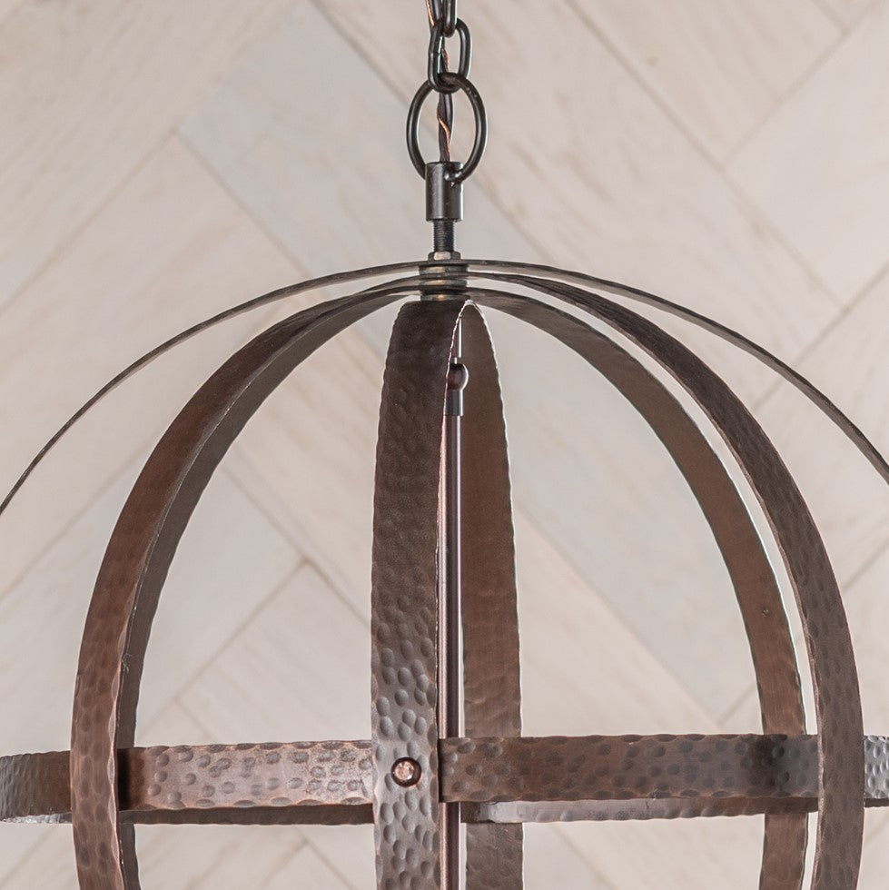 Crestview Collection Global 18" Transitional Small Metal Pendant Lamp In Bronze Finish