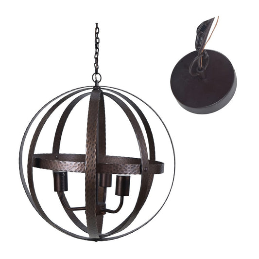 Crestview Collection Global 18" Transitional Small Metal Pendant Lamp In Bronze Finish
