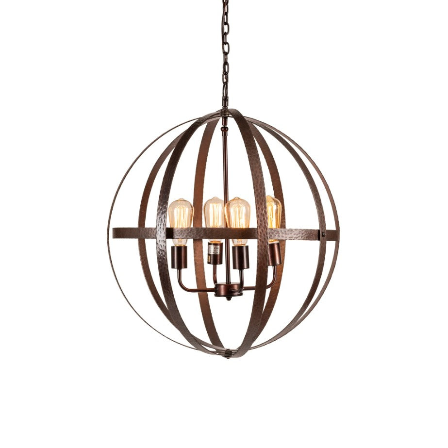 Crestview Collection Global 24" Transitional Medium Metal Pendant Lamp In Bronze Finish