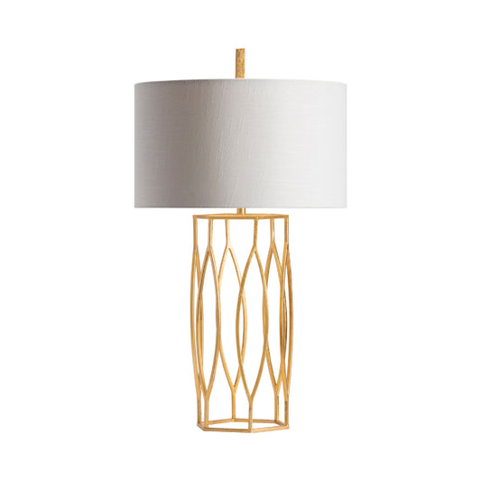 Crestview Collection Global 32" Traditional Metal Table Lamp In Gold Leaf Finish With Linen Shade