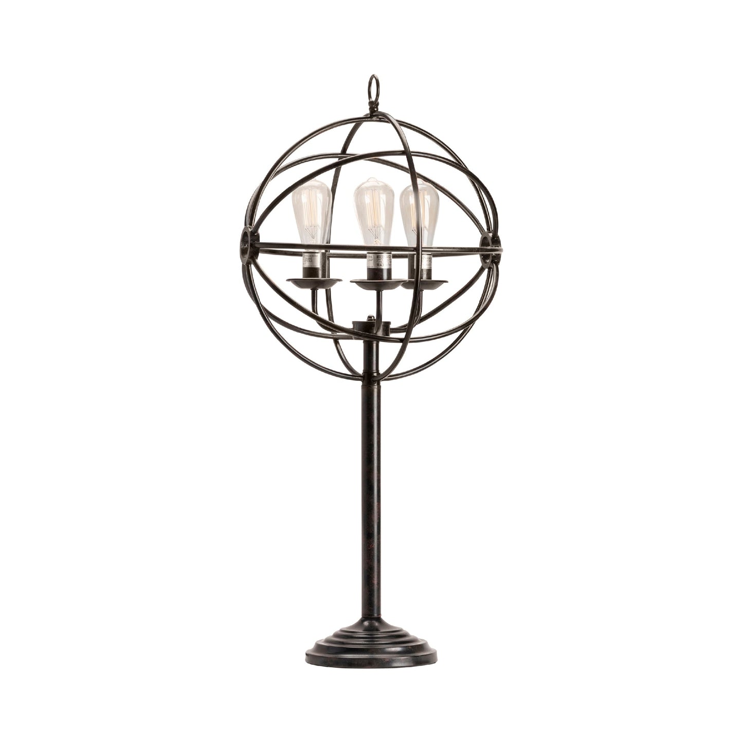 Crestview Collection Global 37" Modern Metal Table Lamp In Oil Bronze Finish With Metal Globe Shade With Edison Bulb