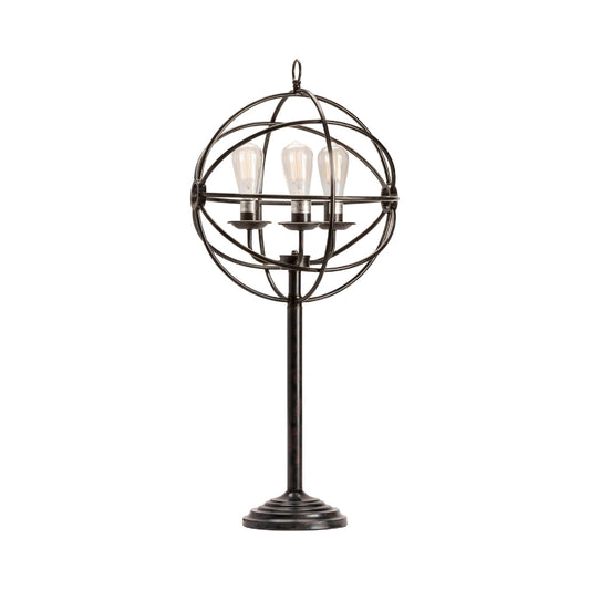 Crestview Collection Global 37" Modern Metal Table Lamp In Oil Bronze Finish With Metal Globe Shade With Edison Bulb