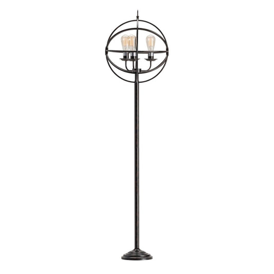 Crestview Collection Global 70" Modern Metal Floor Lamp In Oil Bronze Finish With Metal Global Shade And Edison Bulbs