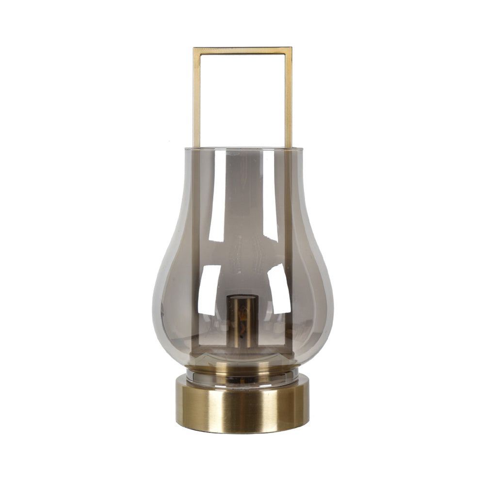 Crestview Collection Glow 19" Transitional Glass And Metal Electrified Lantern In Plated Glass And Antique Brass Finish With Glass Shade