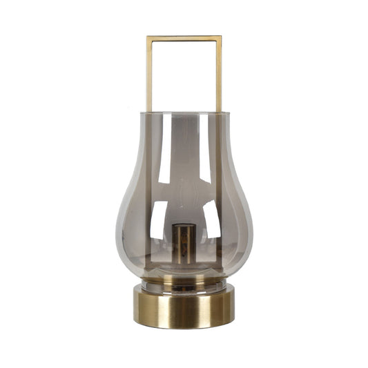 Crestview Collection Glow 19" Transitional Glass And Metal Electrified Lantern In Plated Glass And Antique Brass Finish With Glass Shade