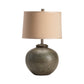 Crestview Collection Graham 26" Rustic Ceramic Iron Table Lamp In Taupe Wash Finish With Light Wheat Linen Fabric