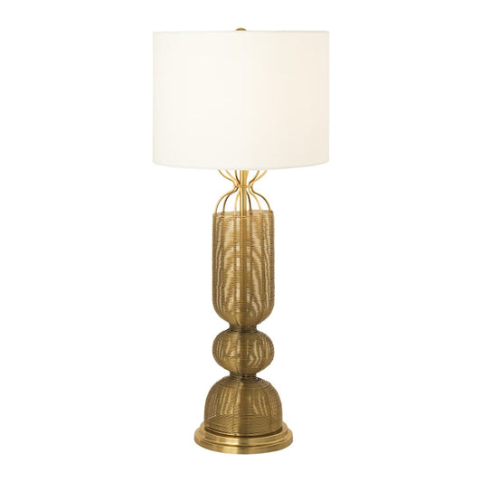 Crestview Collection Hampton 32" Modern Metal Table Lamp In Brass Finish With Off White Linen Shade