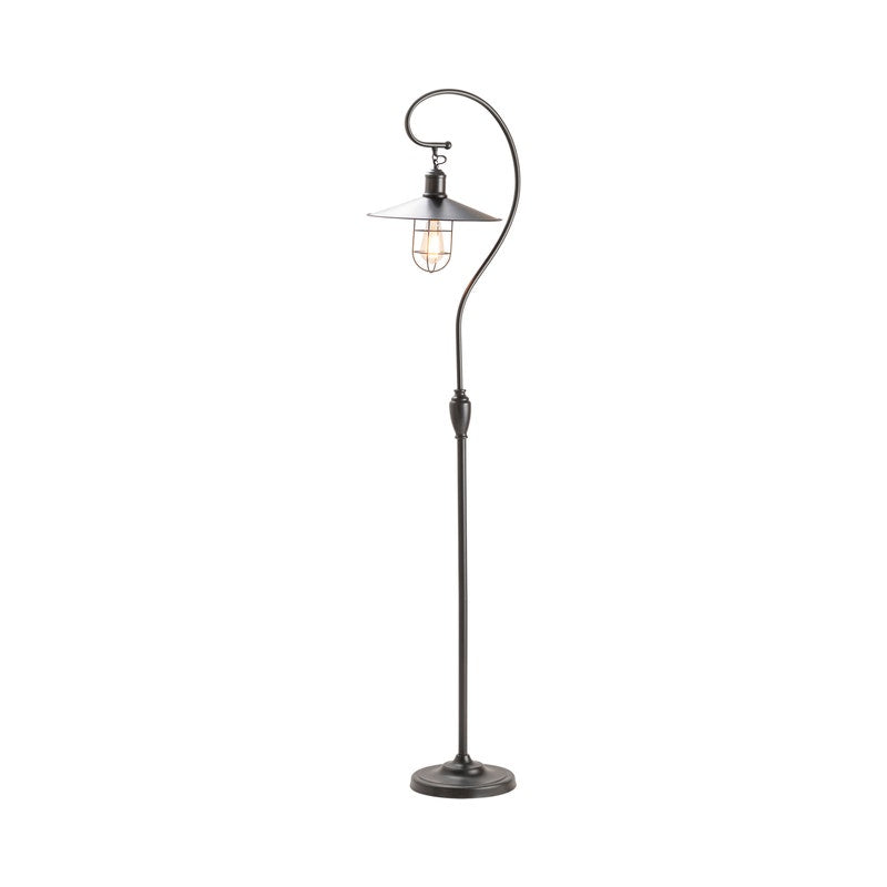 Crestview Collection Harbor 74" Rustic Metal Side Floor Lamp In Antique Bronze Finish With 14" Metal Shade