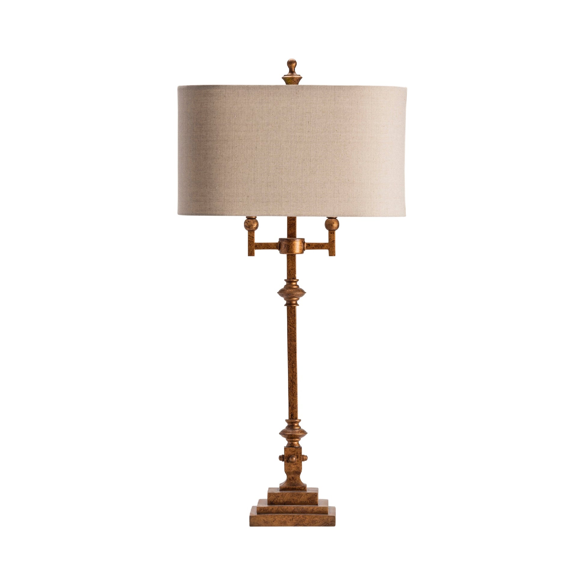 Crestview Collection Harper 37" Traditional Metal And Resin Table Lamp In Antique Gold Finish With Oatmeal Linen Shade