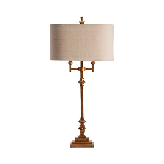 Crestview Collection Harper 37" Traditional Metal And Resin Table Lamp In Antique Gold Finish With Oatmeal Linen Shade