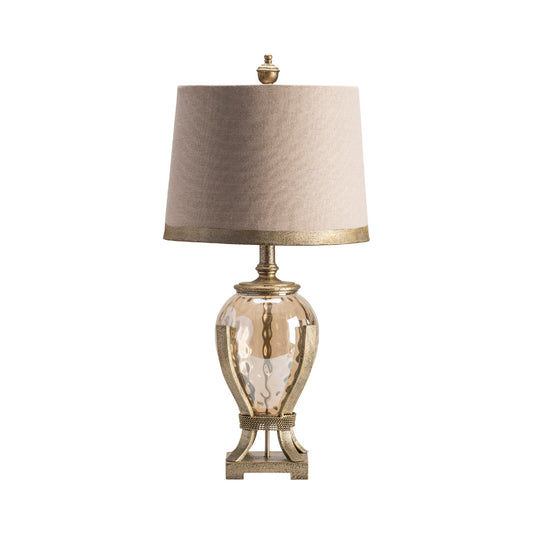 Crestview Collection Hawthorne 33" Traditional Glass Resin And Metal Table Lamp In Toasted Silver Finish With Taupe Silk Shade