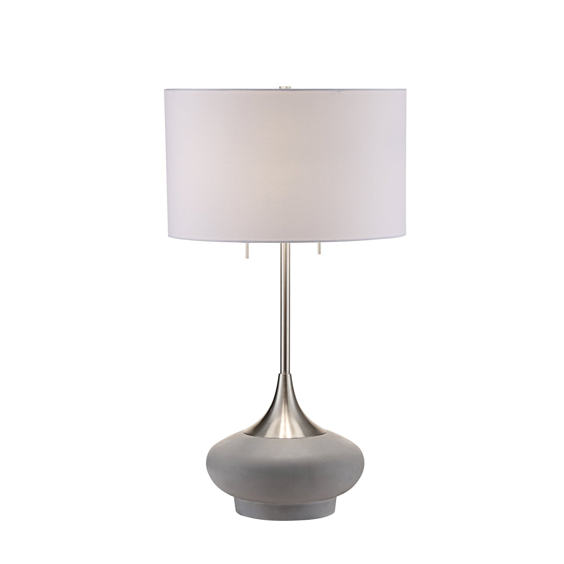 Crestview Collection Hayden 32" Modern Concrete And Metal Table Lamp In Textured Concrete And Brushed Stainless Finish With White Linen Drum Shade