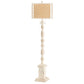 Crestview Collection Holcomb 62" Rustic Resin Floor Lamp In Antique White Finish With Natural Linen And Metal Frame Shade